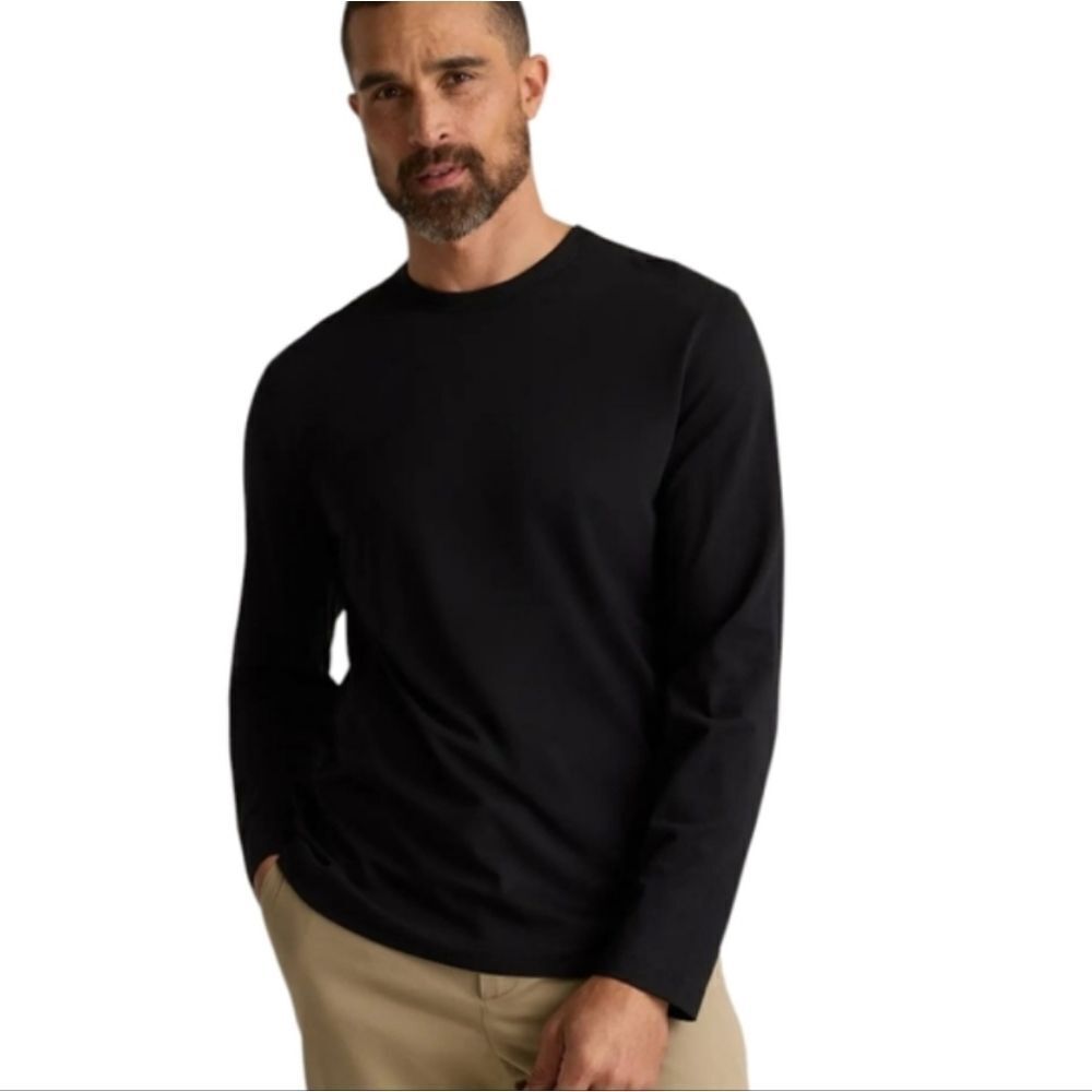 NWT Allbirds Allgood Organic Cotton Long Sleeve Tee Natural Black Size S